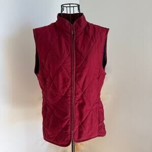 Barbour Winter Fulbourn Gilet Quilted Classic Burgundy Red Vest UK 12/US 8